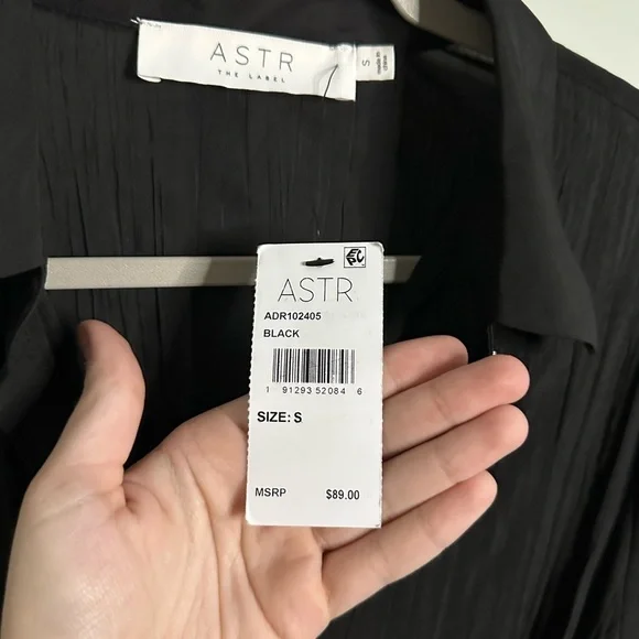 ASTR the Label Belted Long Sleeve Midi Shirtdress-Black size Small-NWT - Picture 11 of 12